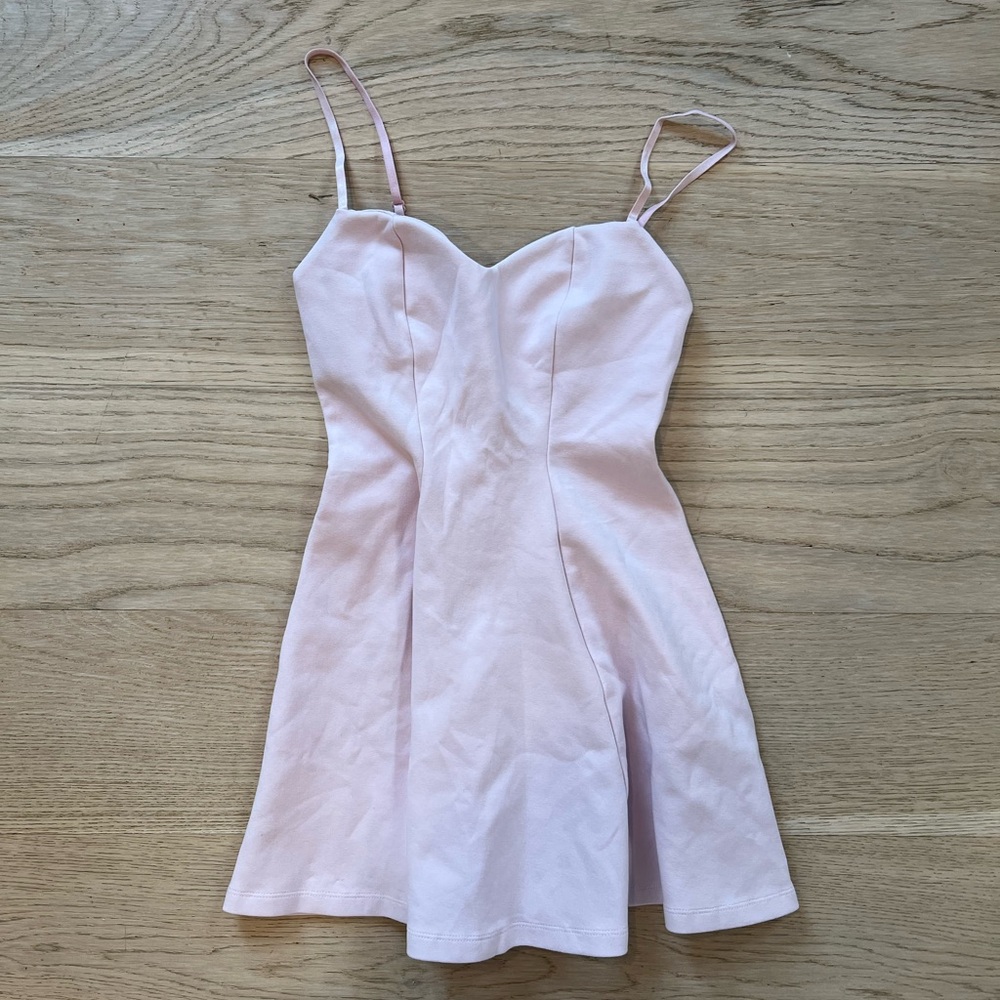 Zara Cotton Pink Spaghetti Strap Skater Dress
